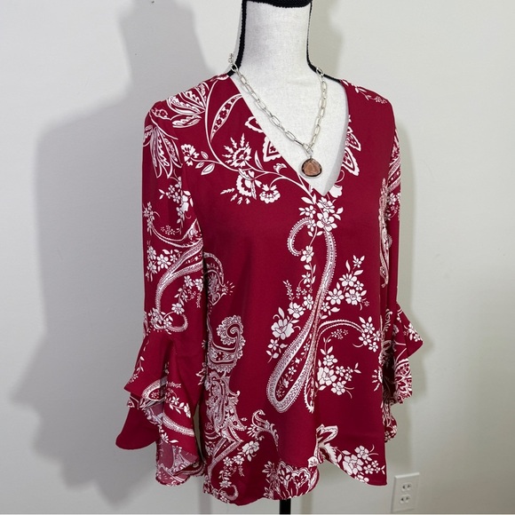 VINCE COMUTO tunic in a beautiful burgundy with white in med - Picture 14 of 15